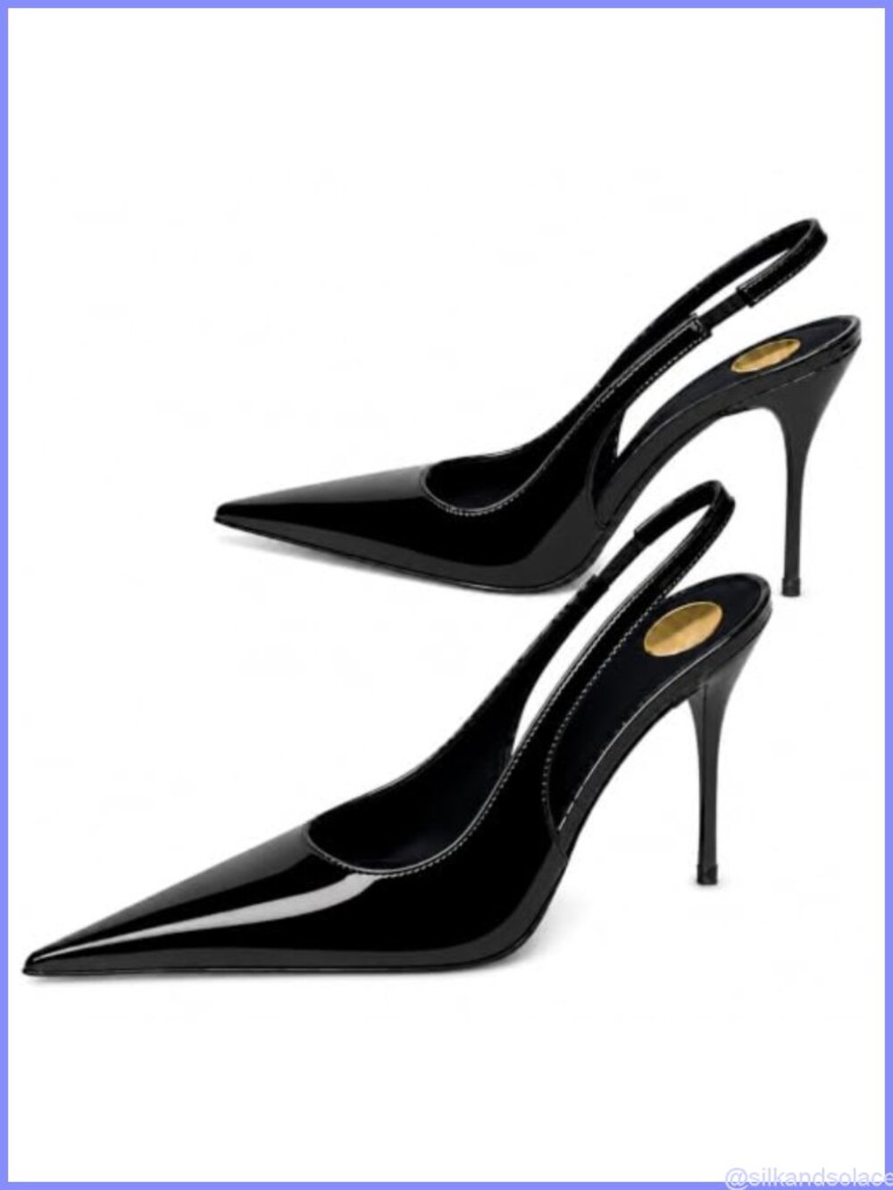 Women's Pointed Toe Slingback Pumps Patent Leather Stiletto Heels Office
